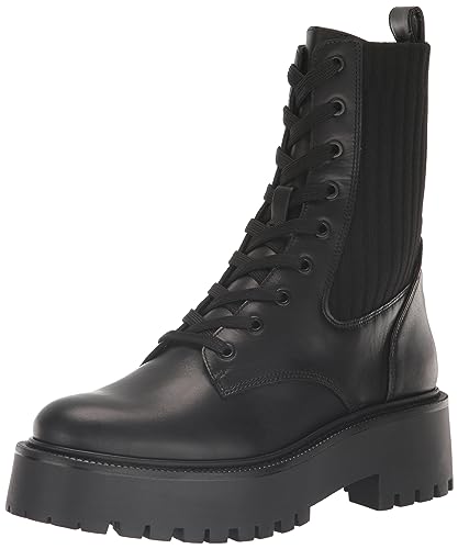 Sam Edelman Women's Evina Combat Boot, Black Leather, 8