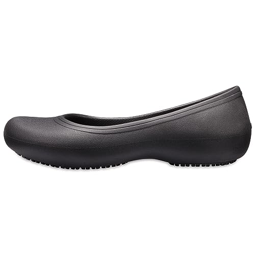 Crocs Women's At Work Ballet Flats| Slip Resistant Shoes, Black, 8