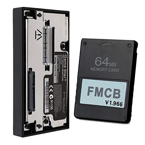 PS2 FMCB Free McBoot Card v1.966 Meory Card 64 MB & PS2 Sata Interface Network Adapter