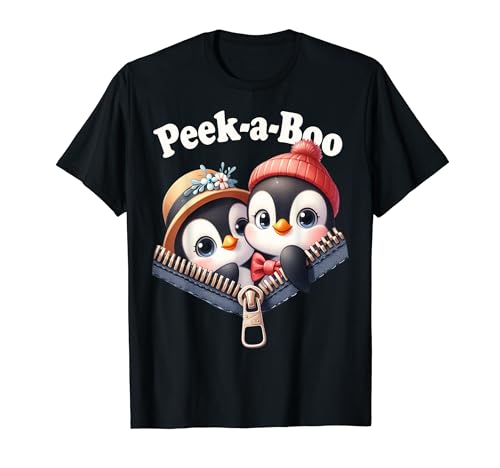 Funny - Peek-a-boo - Cute - Penguin - Couple T-Shirt