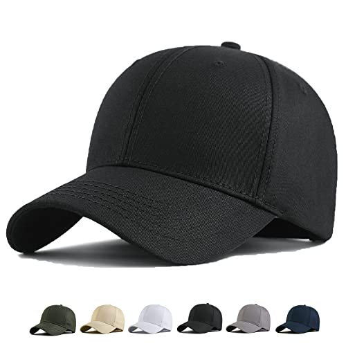 MUNULA Oversize Baseball Cap XXL Big Head Hats for Men Large Head Hats Dad Hat Adjustable 23.6'-26.8' (Black)