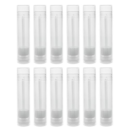 Super Z Outlet Clear Empty 3/16 Oz (5.5ml) Plastic Container Twist Tubes for Homemade Lip Balms, Cosmetic Gifts (12 Pack)