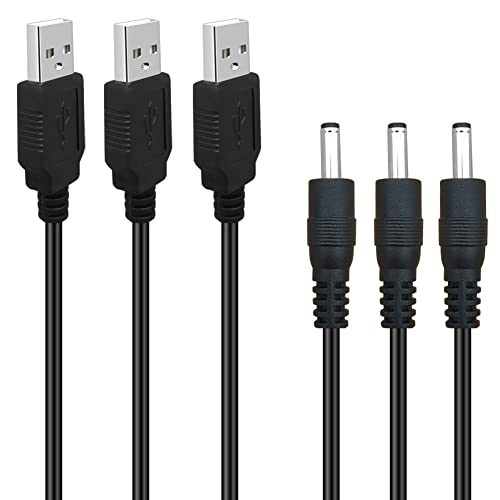 SCOVEE 3Pack 6FT 5V DC Power Cord USB to DC 3.5mm x 1.35mm Barrel Jack Adapter Connector Charging Cable Plug