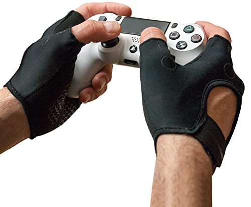 Foamy Lizard Gaming Grip Gloves Hexotech Pro Gamer Anti-Sweat Fingerless Tactical Gloves for Controller Grip for Xbox Series X, Playstation 5 Dualsense (Pair of Gloves) LG
