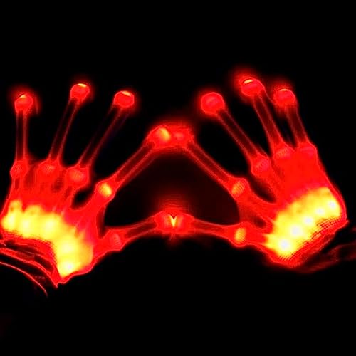 COTRUERE Led Gloves Light Up Cool Finger Toys Christmas Halloween Birthday Party Rave Flashing Gifts for Kids Teens Adults (red)