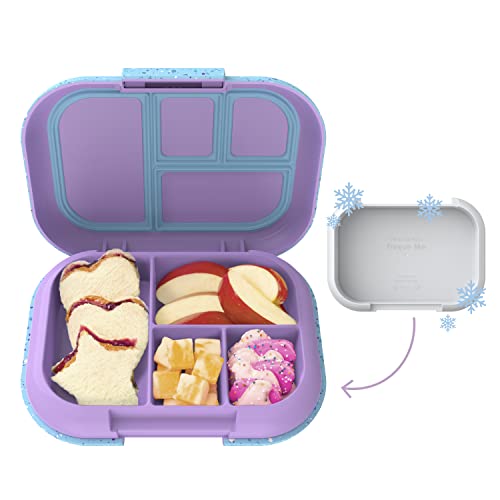 Bentgo Kids Chill Lunch Box - Confetti Designed Leak-Proof Bento Box & Removable Ice Pack - 4 Compartments, Microwave & Dishwasher Safe, Patented, 2-Year Warranty (Confetti Edition - Vivid Orchid)