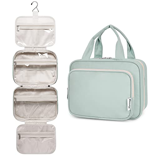 Narwey Hanging Toiletry Bag for Women Travel Makeup Bag Organizer Toiletries Bag for Travel Size Essentials Accessories Cosmetics (Mint Green (Medium))