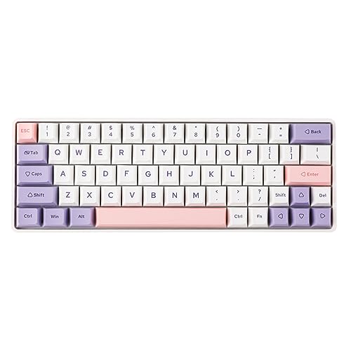 EPOMAKER EP64 60% Mechanical Keyboard, Wireless Gaming Keyboard, 2.4GHz/Bluetooth 5.0/USB-C Custom Keyboard, Hot Swappable, NKRO, Programmable wtih Dye-sub PBT Keycap for Mac/Win (Flamingo Switch)