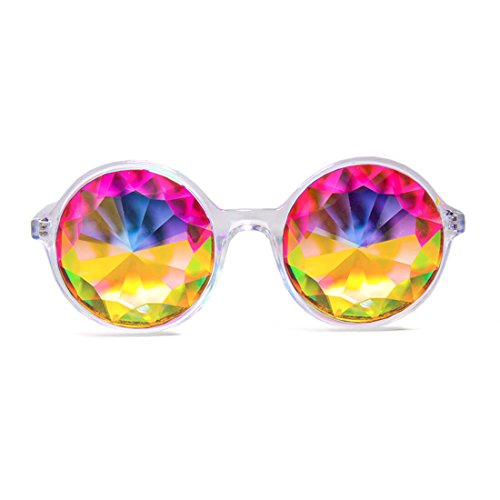 Xtra Lite Clear Kaleidoscope Glasses Lightweight Glass Crystal Edm Festival Diffraction