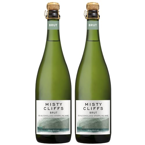 Misty Cliffs Non-Alcoholic Sparkling Brut - Premium Dealcoholized Sparkling Wine from Stellenbosch, South Africa | 2 PACK