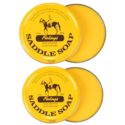 Fiebing's Yellow Saddle Soap for Leather (3.5 oz Tin) - Leather Cleaner & Conditioner to Soften, Protect & Restore Leathercraft - Leather Soap for Car Seat, Couch, Shoe, Purse, Boot, Bag, & Saddles