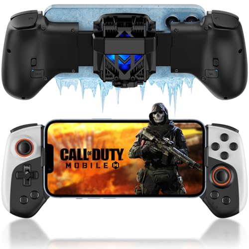 Joso Phone Controller for iPhone/Android with Cooler, Mobile Gaming Controller with 2 Back Button Macro Programmable/Vibration, Play Call of Duty Mobile/Genshin Impact/Apple Arcade MFi Games