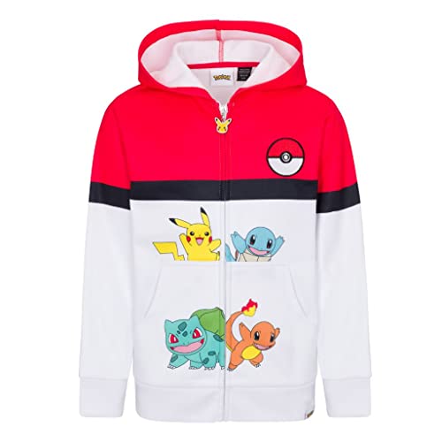 Pokemon Hoodie - Poke Ball Character Hooded Zip Sweatshirt for Youth Boys, Girls and Teens Ages 4-18, Multicolored, Medium