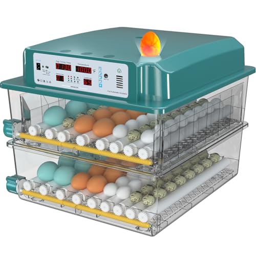 Hethya Egg Incubator, Egg Incubator with Automatic Egg Turning and Humidity Monitoring, Incubator for Chicken Eggs, 120 Eggs Incubator with Egg Candler, for Duck Eggs Quail Eggs, Record incubation day