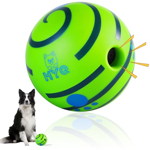 HYQ Wobble Giggle Ball for Dogs, Wiggle Ball Dog Toy, Interactive Dog Toys for Small/Medium/Large Dogs, Fun Giggle Sounds When Rolled or Shaken Perfect Dog Gift-4.33 inch