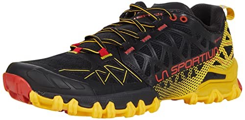 La Sportiva Mens Bushido II GTX Trail Running Shoes, Black/Yellow, 10.5