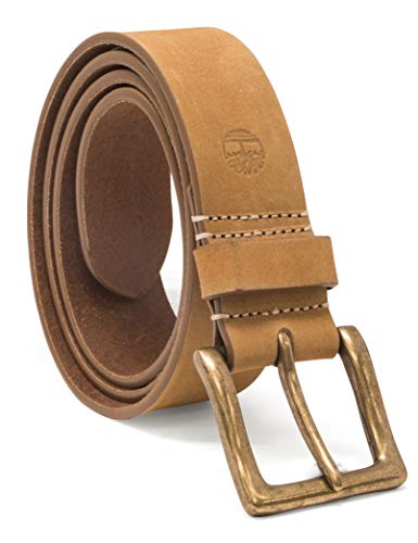 Timberland Men's 38MM Icon Nubuck Boot Leather Belt, Beige Wheat, 40