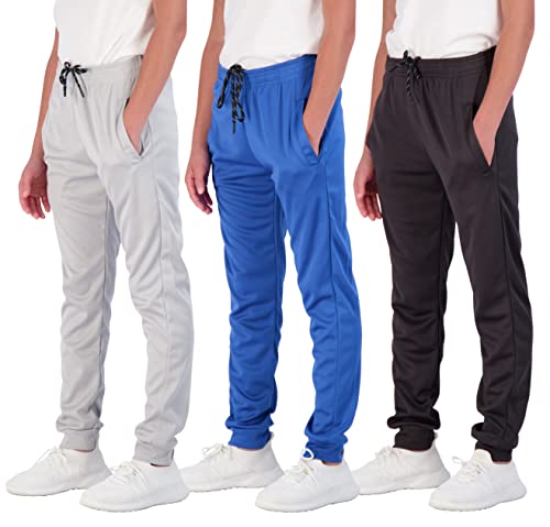 3 Pack Boys Girls Youth Active Teen Mesh Boy Sweatpants Joggers Running Basketball School Track Pants Athletic Workout Gym Apparel Training Jogger Fit Kid Clothing Casual Pockets - Set 4,S(8)