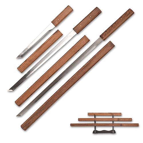 FullTang Sucheng Katana 3pc Set Samurai Sword with Display Stand