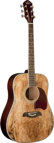 Oscar Schmidt OG2SM Full Size Spalted Maple Top Dreadnought Acoustic Guitar with Mahogany Back and Sides