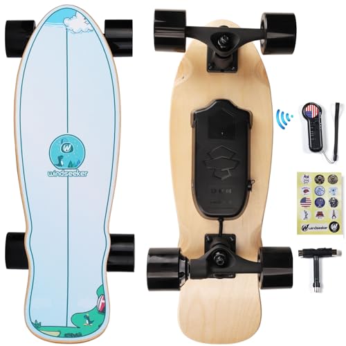 Electric Skateboard，Electric Skateboard with Remote Control for Beginners, 350W Brushless Motor, Max 9.3 MPH, Dino E-Ska with DIY Stickers, 2600mAh Longer Range for Kids, Teens and Students
