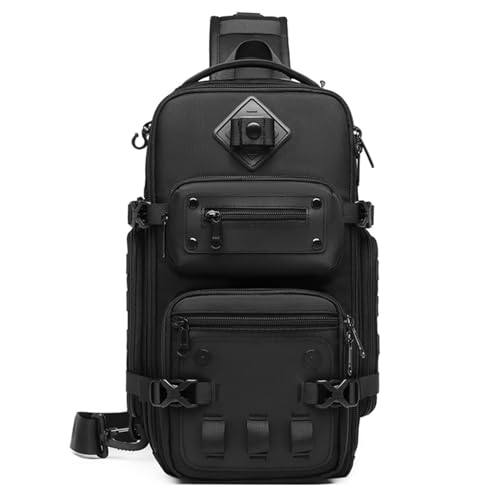 Uaskmeyt Sling Bag for Men, Tactical Sling Backpack Shoulder Crossbody Bag Waterproof Anti-Theft Travel Sports Bag Large Capacity Casaul Daypacks (Black)