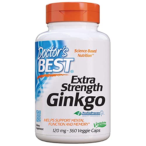Doctor's Best Extra Strength Ginkgo, Non-GMO, Vegan, Gluten Free, Soy Free, Promotes Mental Function and Memory, 120 mg, 360 Count (Pack of 1)