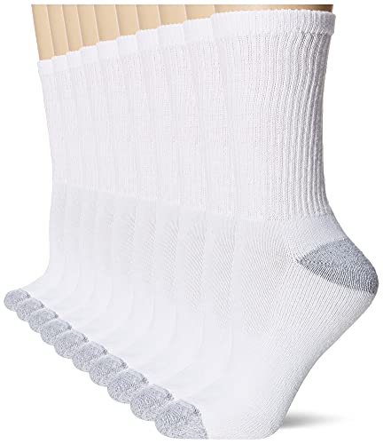 Hanes womens 10-pair Value Pack Crew fashion liner socks, White, 8-12 US