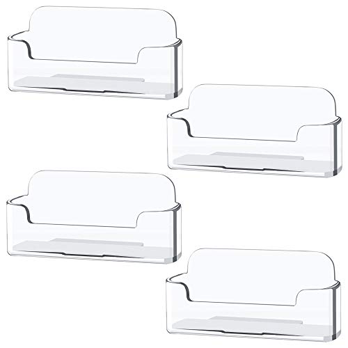 4 Pack Clear Plastic Business Card Holder,Acrylic Business Card Display for Desk Business Card Stand