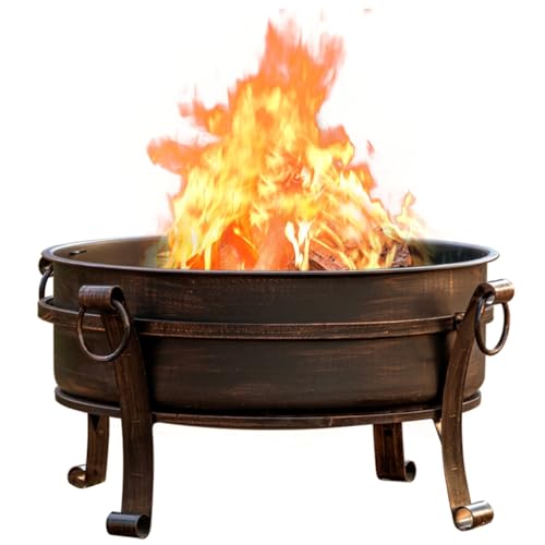 EcoNook 36 Inch Fire Pit with Grill & Lid, Fireplace & Round Table & BBQ 3 in 1 Fire Pit,Heavy Duty Wood Burning Fire Pits for Outside with Fire Poker, Waterproof Cover & Log Grate…