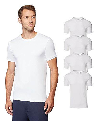 32° Degrees Mens 4 Pack Cool Quick Dry Active Basic Crew T-Shirt, White, Large