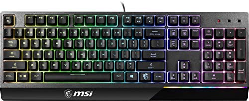 MSI Vigor GK30 RGB Gaming Keyboard, 6-Zone RGB Lighting, Water Repellent & Splash-Proof, Mechanical-Like Plunger Switches, Black