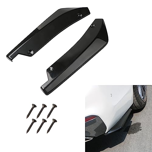 2Pcs Rear Bumper Diffuser Spoilers for Cars, Rear Bumper Canard Diffuser Splitter Protector, Universal Rear Bumper Lip Splitter Diffuser Spoiler Kit Exterior Decorations for Car (Black)