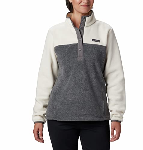 Columbia Women's Benton Springs 1/2 Snap Pullover, City Grey Heather/Chalk, Medium