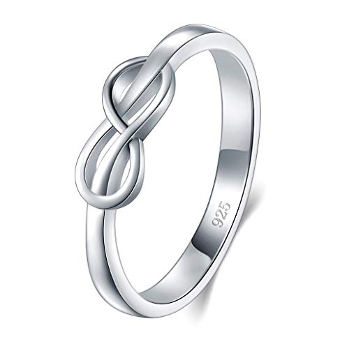 BORUO Infinity Ring - Sterling Silver Rings For Women - 925 Infinity Sterling Silver Rings - Knot Ring - Infinity Shape Silver Ring - Classic Gift for Special Occasions - Stackable - 2mm Size 8