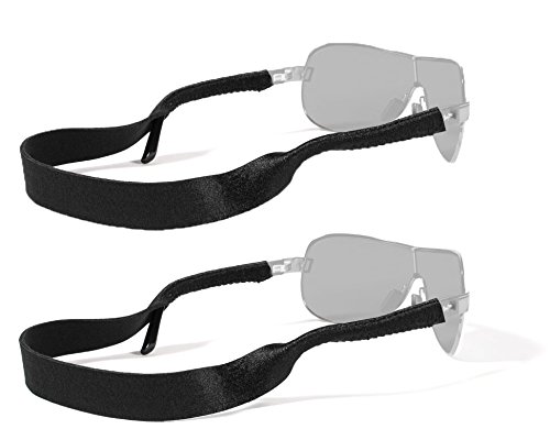 Croakies Original Standard Fit Neoprene Elastic Eyeglass and Sunglass Retainer / Strap, Black (2 Pack)