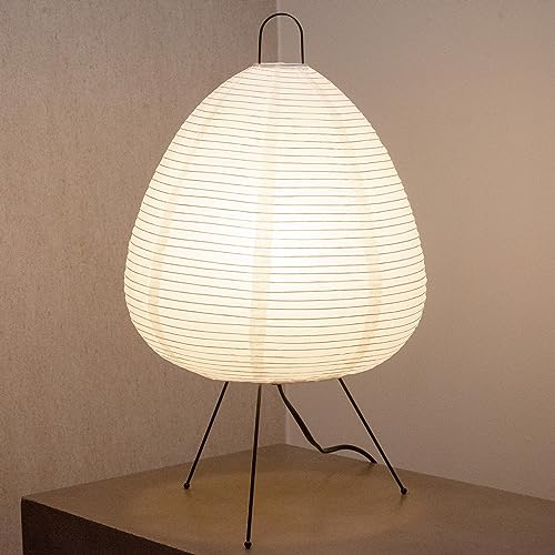 NOGY Table Lamp • Desk Lamp • Akari Noguchi Dimmable Japanese Paper Lantern Lamp • Cozy Japandi Style Paper Lamp • Japanese Paper Lantern Light • Rice Paper Lamp • Off White Lamp (Upgraded Table Lamp)