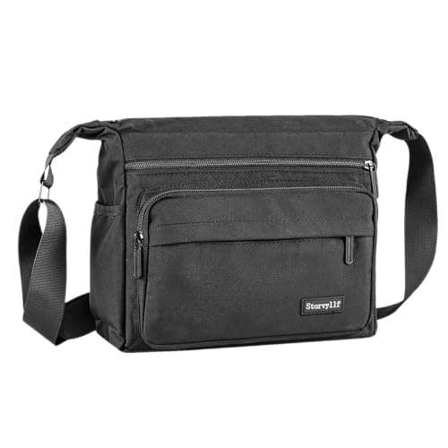 Storvyllf Small Messenger Bag for Men,Women Mini Messenger Bag Multi Pockets Mens Small Messenger Bag for Work Travel Black