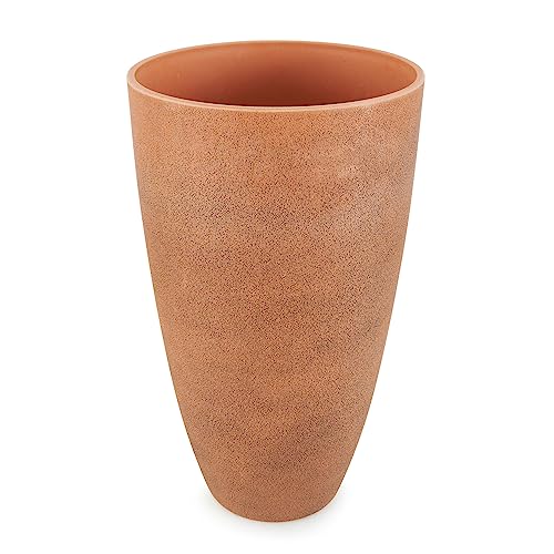 Algreen 43729 Acerra Weather Protected Recycled Composite Vase Planter Pot, Indoor or Outdoor use, Tall Lightweight 7 pounds, Rust