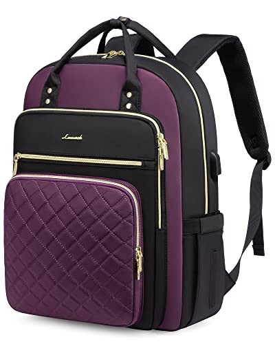 LOVEVOOK Laptop Backpack for Women, Water Resistant Travel Work Backpacks Purse Stylish College Business Teacher Nurse Computer Bag with USB Charging Port, Fits 15.6' Laptop