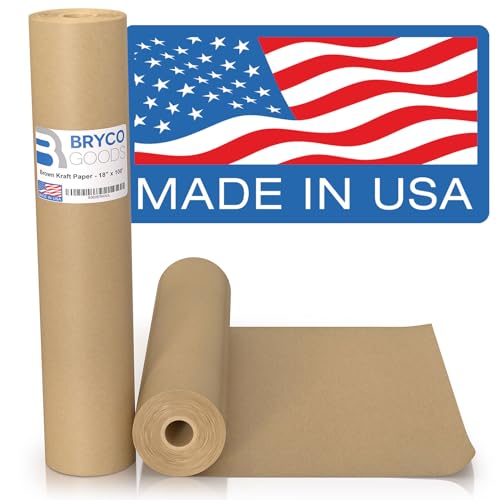 Bryco Goods 18' x 1,200' Brown Kraft Packing Paper - Versatile for Different Arts and Crafts Projects - Pin Up Your Work Or School Notes - Create Vision Board for Your Bedroom - Everything in A Roll