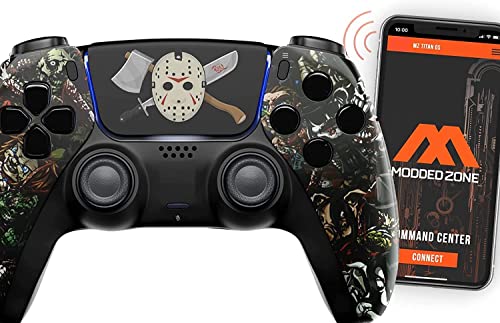 MODDEDZONE SMART Controller with FPS pack (Rapid Fire & more) Compatible with PS5 Custom Modded Controller for shooter games & more… (Scary Party)