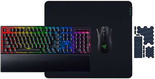 Razer Heroic Bundle V2: BlackWidow V3 Mechanical Gaming Keyboard Green Clicky Mechanical Switches + DeathAdder V2 Pro Wireless Gaming Mouse + Gigantus V2 Large Mouse Pad + Universal Grip Tapes