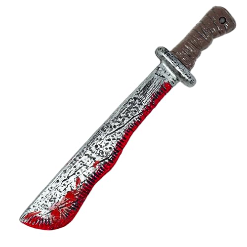 17' Fake Bloody Machete Costume Prop, Large Plastic Fake Knife with Fake Blood for Halloween Costume Horror Accessories for Kids & Adults by 4E's Novelty