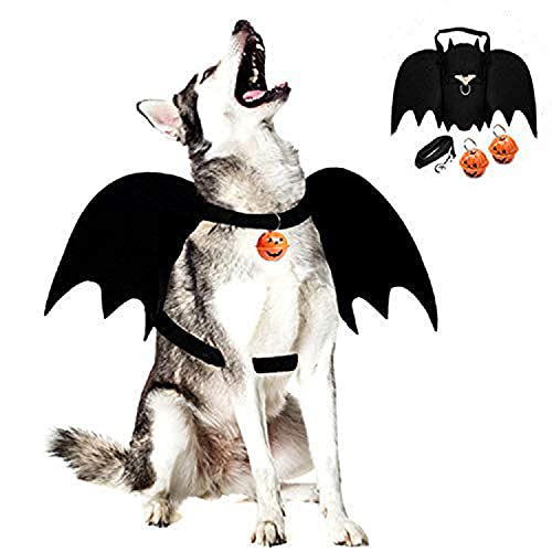 Legendog , Halloween , Pet Costume, Bat Wings for Dogs with Dog Leash and Pumpkin Bells