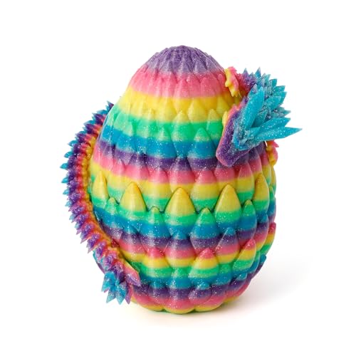 Flavery Dragon Egg- Crystal Rainbow Surprise Egg with Colorful Dragon Inside, 3D Printed Gift Toy, Figurine Decor(12' Dragon)