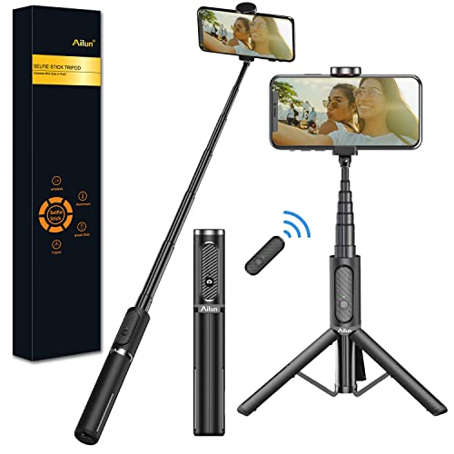 Ailun Selfie Stick Tripod,Extendable Aluminum,3 in 1,Bluetooth Wireless Remote and 360 Rotation Stand for iPhone 15/14/13/12/11/11 Pro/XS Max/XS/XR/X/8/7 and More Smartphones