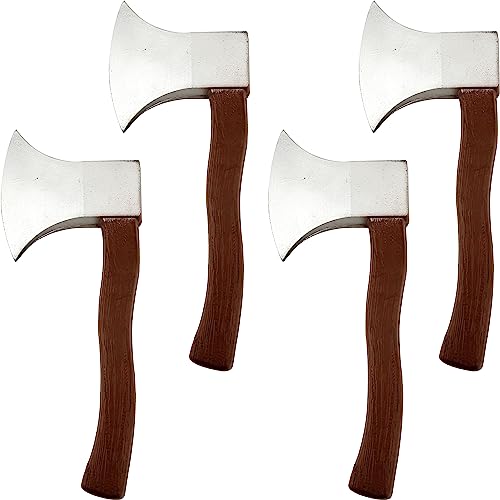Cotiny 4 Pieces Foam Axe Toy Brown Fake Hatchet Realistic Ax Props for Adults Kids Halloween Costume Party Supplies
