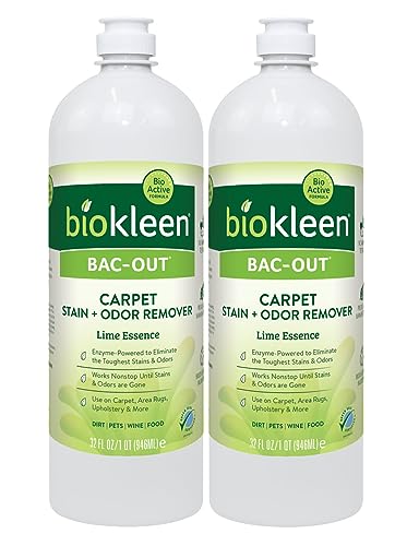 Biokleen Bac-Out Stain Remover for Clothes - 2 Pack - Enzymatic, for Laundry, Diapers, Wine, Carpets, & More, Eco-Friendly, Plant-Based, 32 Ounces