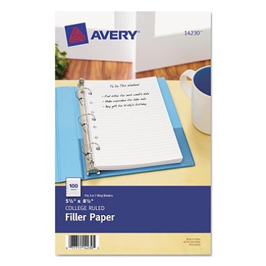 Avery Mini Filler Paper, 5.5 x 8.5 Inches, 500 Sheets (14230) - Bundle: Includes Plexon Crystal Ballpoint Pen (5-Pack 5 1/2 x 8 1/2)